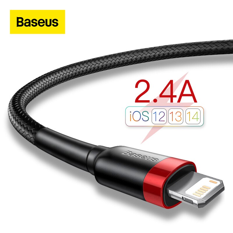 Baseus USB كابل آيفون 13 12 11 برو ماكس Xs X 8 زائد كابل 2.4A شحن سريع كابل آيفون شاحن كابل USB خط البيانات